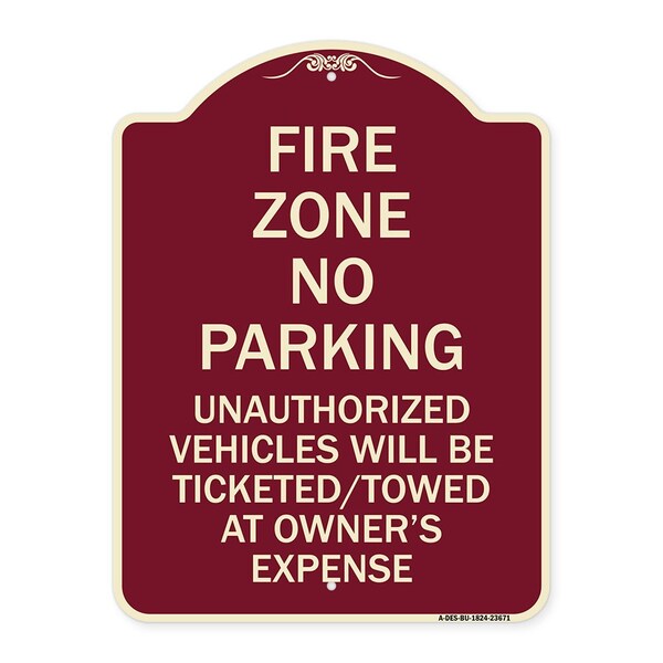 Signmission No Parking Fire Zone Unauthorized Vehicles Will Be Ticketed Towed at Owner Expense, BU-1824-23671 A-DES-BU-1824-23671 - main
